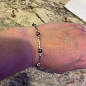 Sterling silver and genuine black pearl bracelet